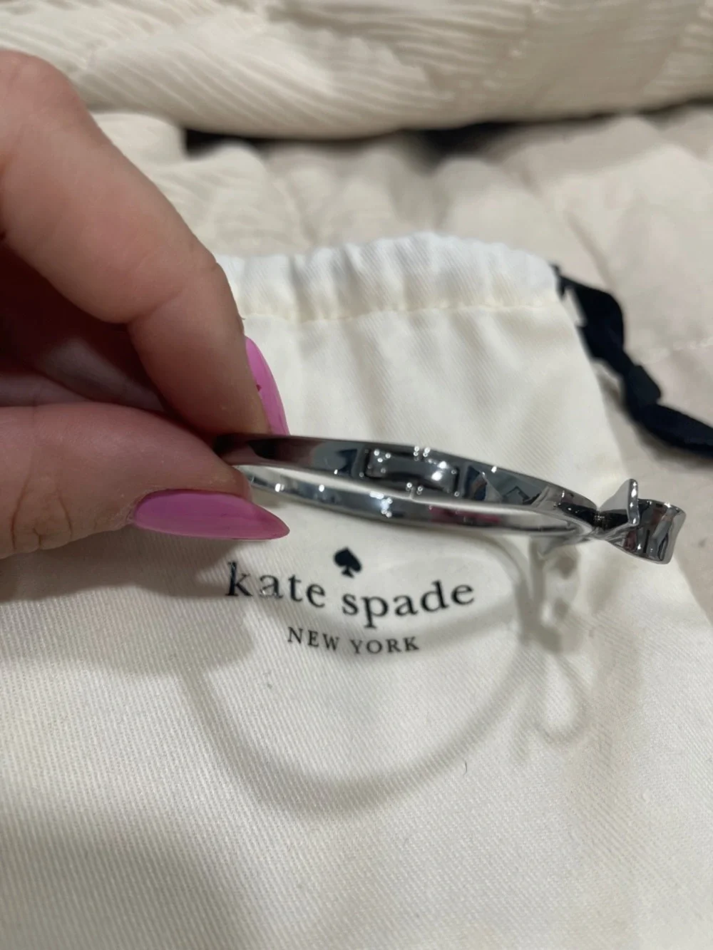 kate spade Silver Bow Bangle Bracelet - Picture 3 of 5